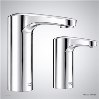 Chrome touchless faucet and dispenser