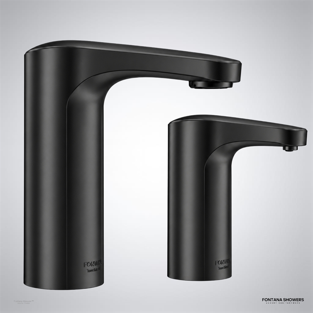 Matte black touchless faucet dispenser