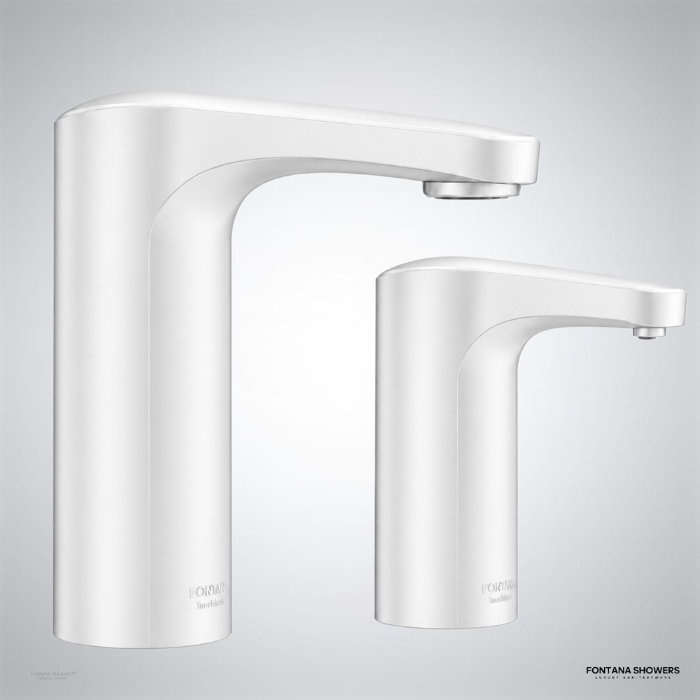 Matte white touchless faucet dispenser