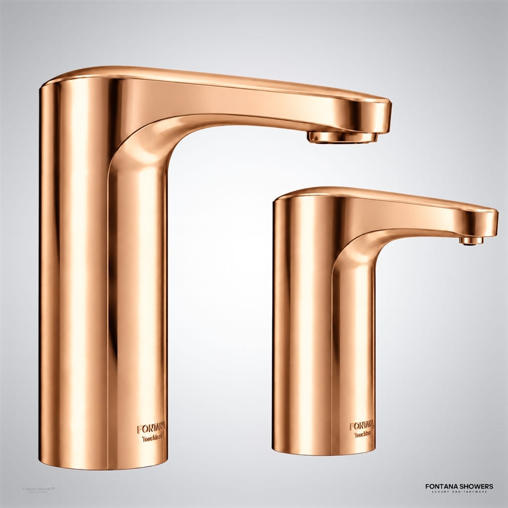 Rose gold touchless faucet set