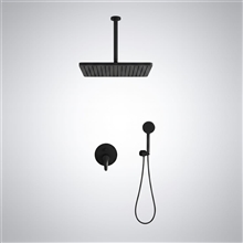 Matte black ceiling rainfall shower