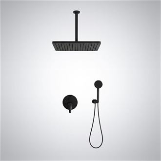 Matte black ceiling rainfall shower