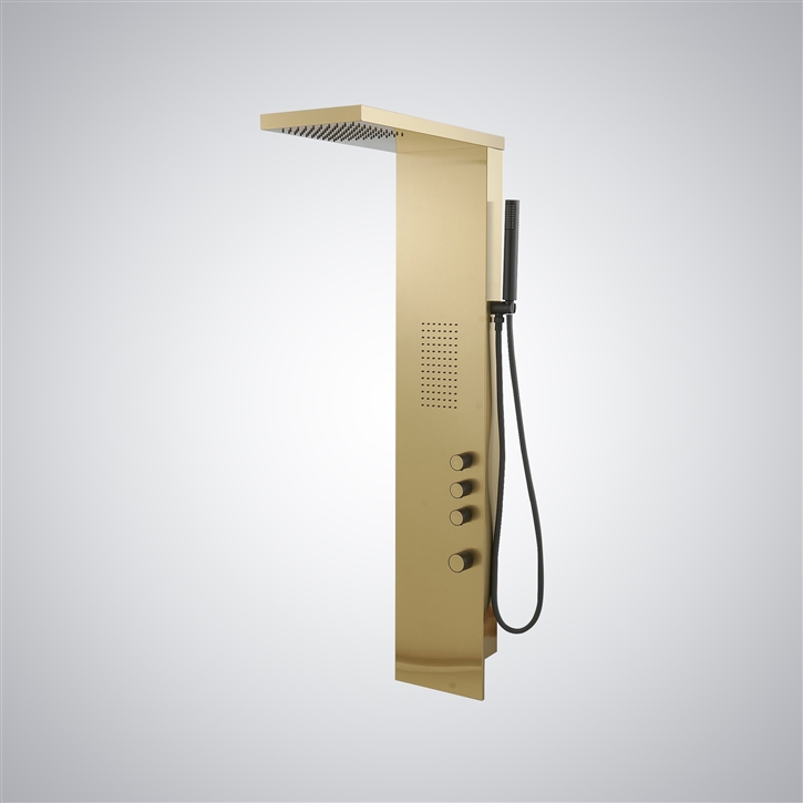 FontanaShowers Cascading Bliss Brushed Gold Shower Panel