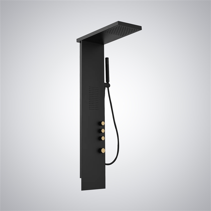 Fontana Cascading Bliss Matte Black Shower Panel