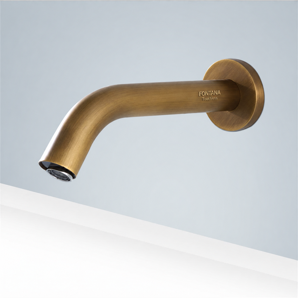 Antique Bronze Lavatory Commercial Automatic Sensor Bathroom Sink Vessel Faucet