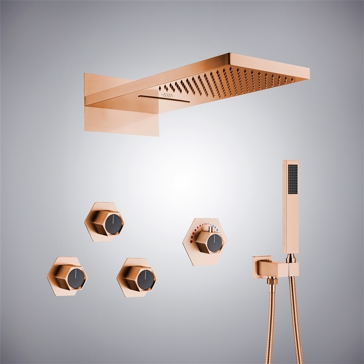 Fontana Pioltello Rose Gold Musical Shower With LED - Elegant & Modern ...