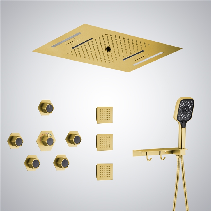 Fontana Igny Brushed Gold LED Musical Shower Set | Ultimate Luxury ...