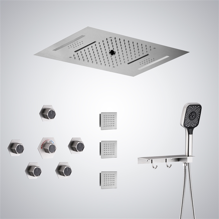 Fontana Igny Brushed Nickel LED Thermostatic Shower Set | Modern ...