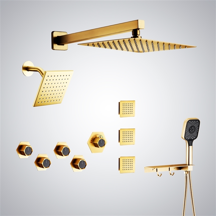 Fontana Tyrone Gold 12-Inch Dual Shower System â€“ Elegant Gold Wall ...