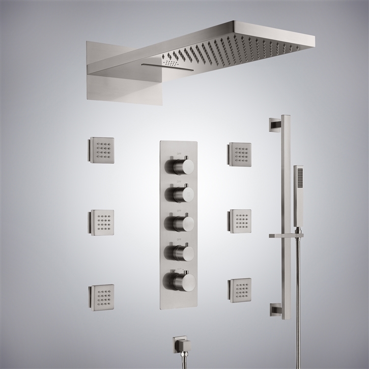 Fontana Elancourt Brushed Nickel Color Changing Musical Shower Set ...
