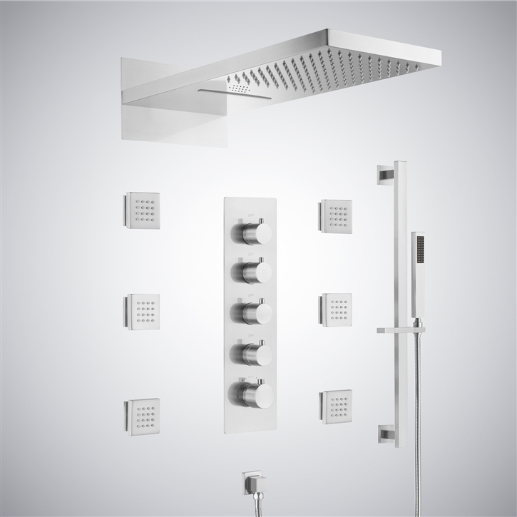 Fontana Elancourt Matte White LED Music Shower Set | Sleek Modern ...
