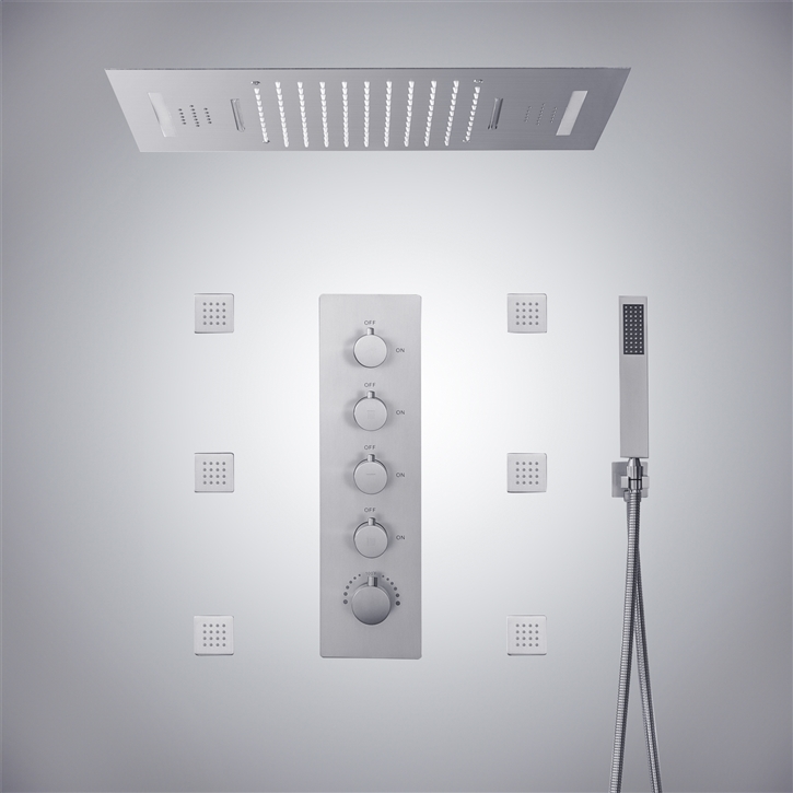 Fontana Binasco Chrome Rainfall and Waterfall Shower Set - Luxury ...