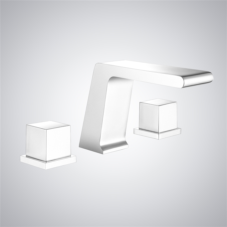 Fontana Mouvaux Matte White Waterfall Dual Handle Faucet