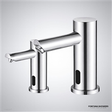 Chrome touchless faucet and dispenser