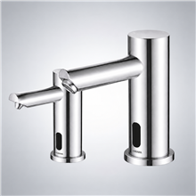 Chrome touchless faucet and dispenser
