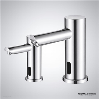 Chrome touchless faucet and dispenser