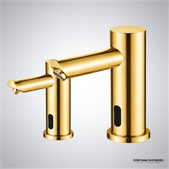 Gold automatic faucet with dispenser