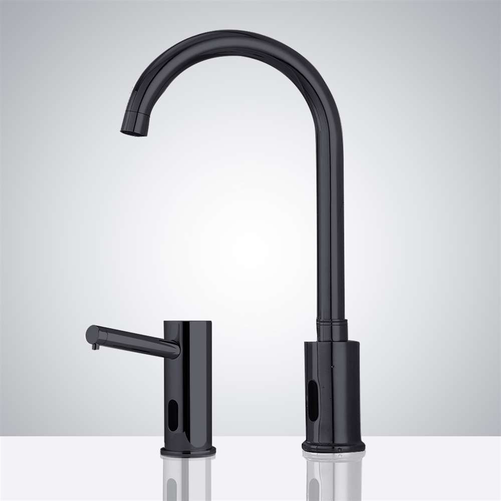 Fontana Gooseneck Matte Black Commercial Automatic Faucet