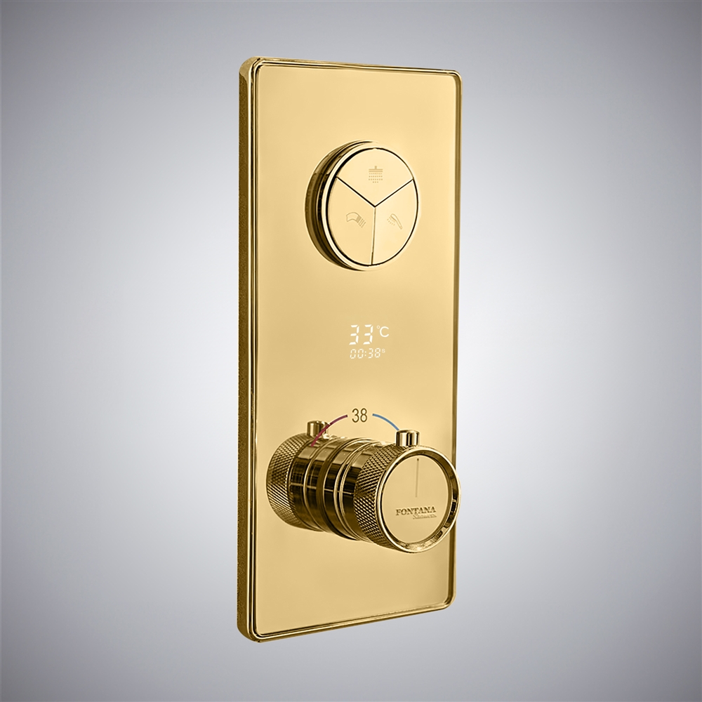 Fontana Brushed Gold In Waterproof Thermostatic Mixing Valve