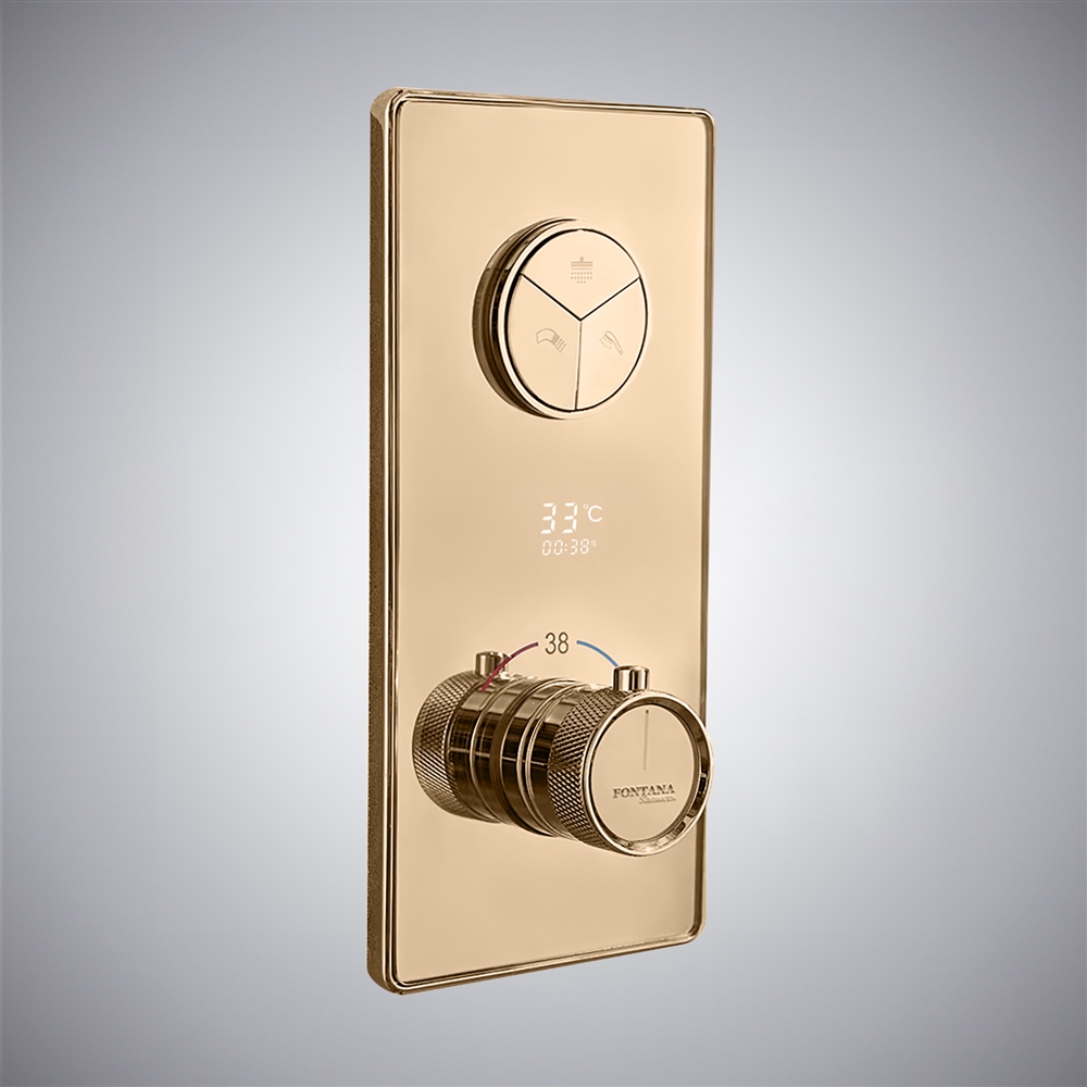Fontana Champagne In Waterproof Thermostatic Mixing Valve