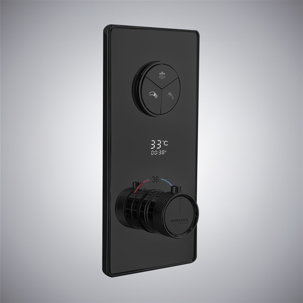 Fontana Matte Black In Waterproof Thermostatic Mixing Valve