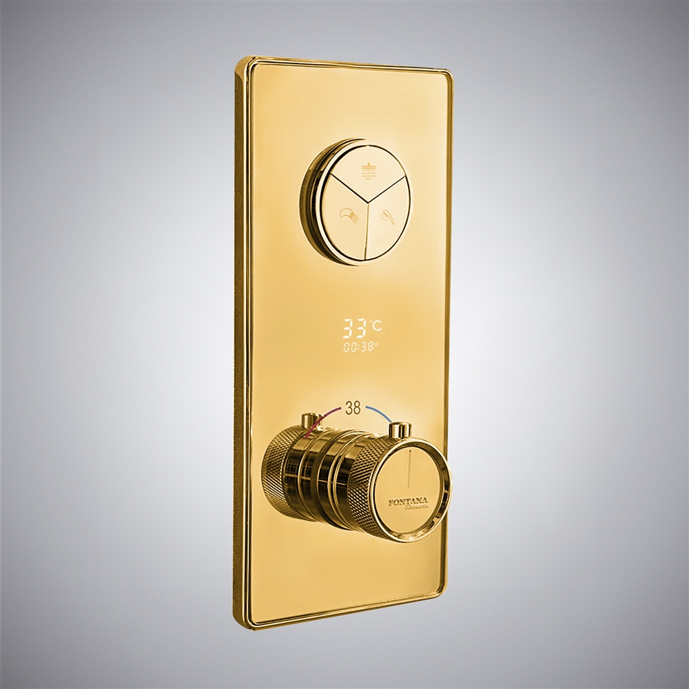 Fontana Polished Gold In Waterproof Thermostatic Mixing Valve