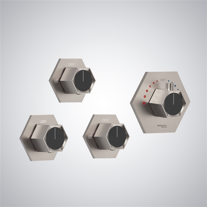 Fontana Tyrone 4 Thermostatic Mixer Valve in Brushed Nickel Finish