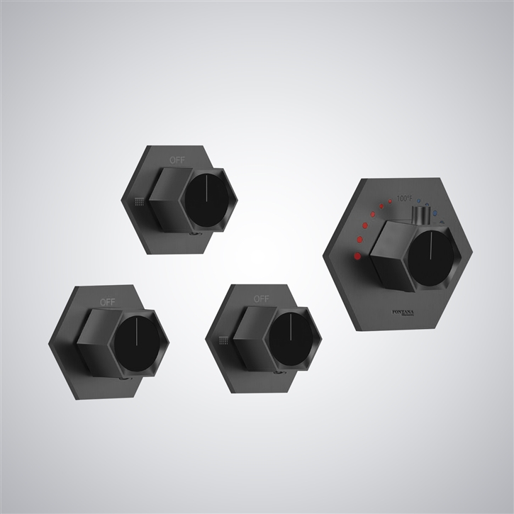 Fontana Tyrone Hot & Cold Thermostatic Shower Mixer in  Matte Black Finish
