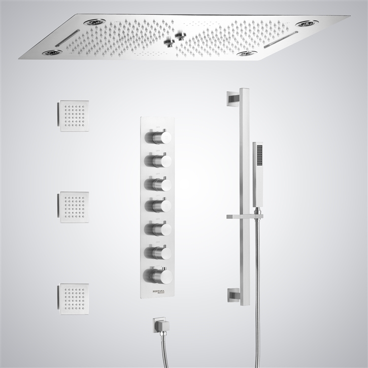 Fontana Occitania Matte White Rainfall Musical LED Shower Set