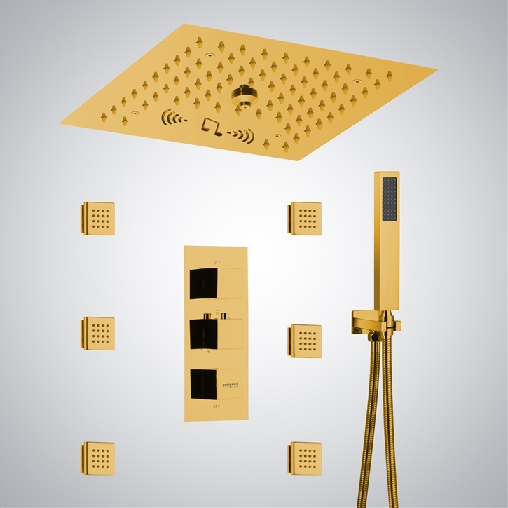 Fontana Mayotte Gold Multifunctional LED & Music Shower Set