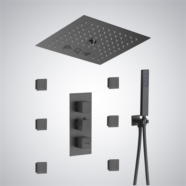 Fontana Mayotte Luxe Gun Metal Grey LED & Music Shower Set