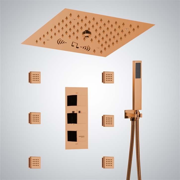 Fontana Mayotte Elegant Rose Gold LED & Musical Shower Set