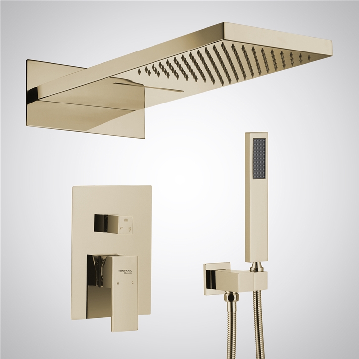 Fontana Normandie Multifunctional Wall Mounted Rainfall Shower Set with Champagne Finish