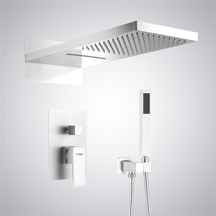 Fontana Normandie Asthetically Wall Mounted Rainfall Shower Set with Matte White Finish