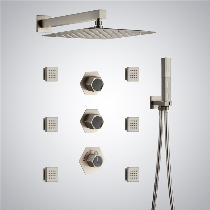 Fontana Riviere 1.8 GPM Flow Brushed Nickel Thermostatic Shower Set