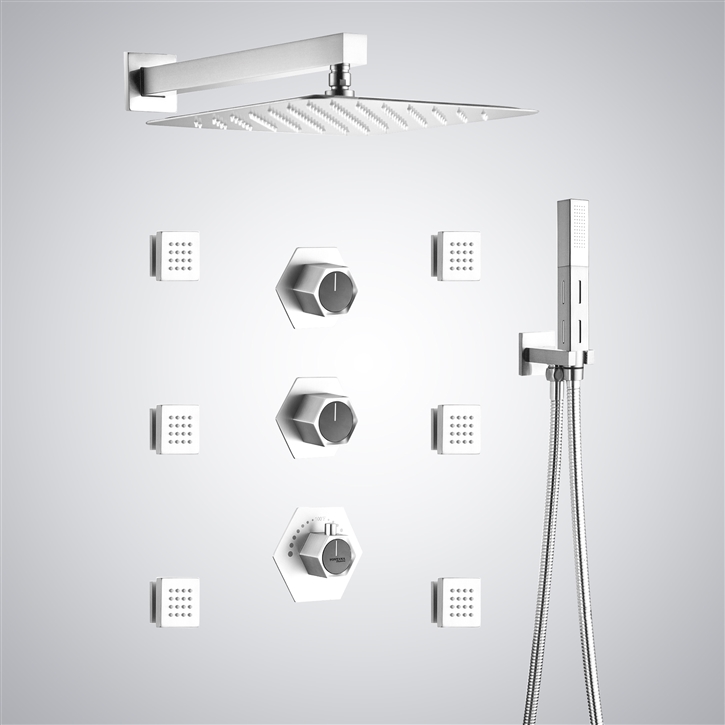 Fontana Riviere Square Soulful Matte White Thermostatic Shower Set