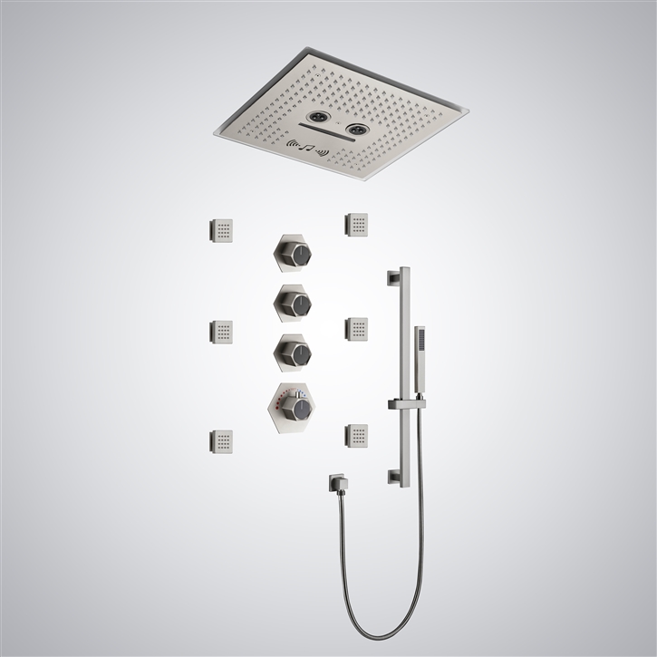 Fontana Serein Brushed Nickel Finish with LED Musical Shower Set