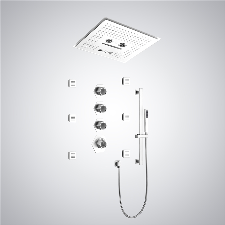Fontana Serein Ceiling Mounted Shower Set in Matte White Finish