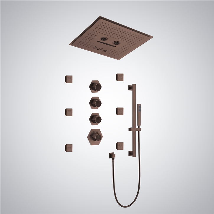 Fontana Serein Oil Rubbed Bronze 5 Functions Thermostatic Shower Set With Music