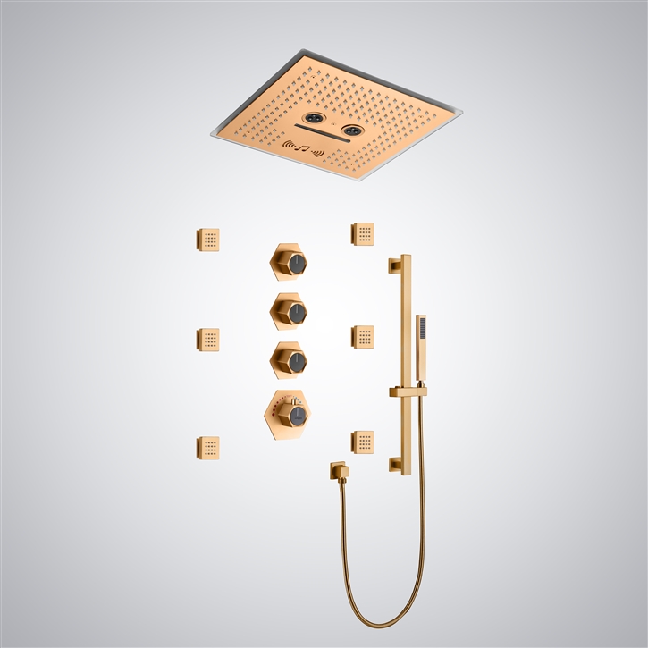 Fontana Serein 2.5GPM Rose Gold Finish Ceiling Mounted Shower Set