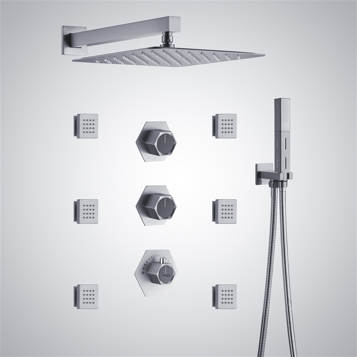 Fontana Quelle Luxury 5 Functions Chrome Shower Set With Multi Body Jets