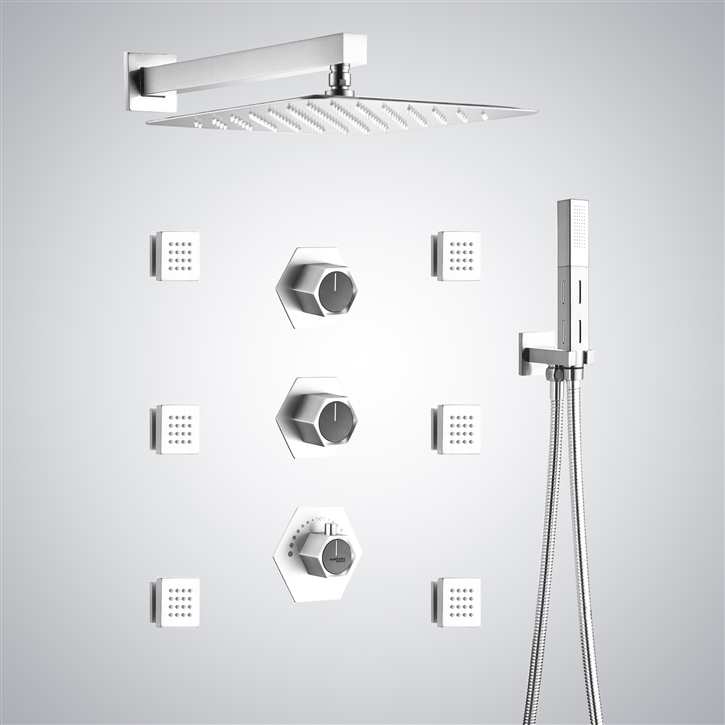 Fontana Quelle Pure Matte White Finish Thermostatic LED & Music Shower Set