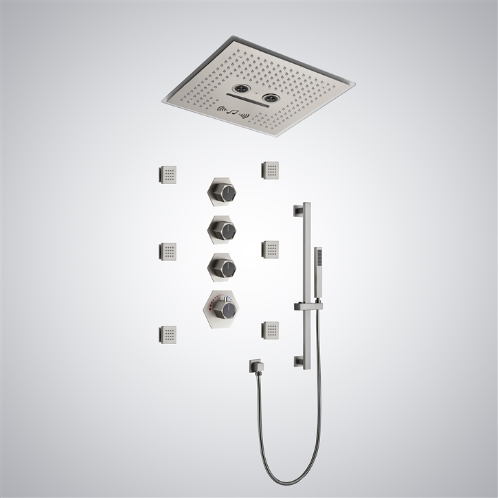Fontana Iseo Ceiling Mounted Brushed Nickel Multifunctional Shower Set