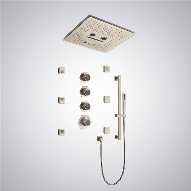 Fontana Iseo Luxury LED & Musical Shower Set - Champagne Finish Elegance