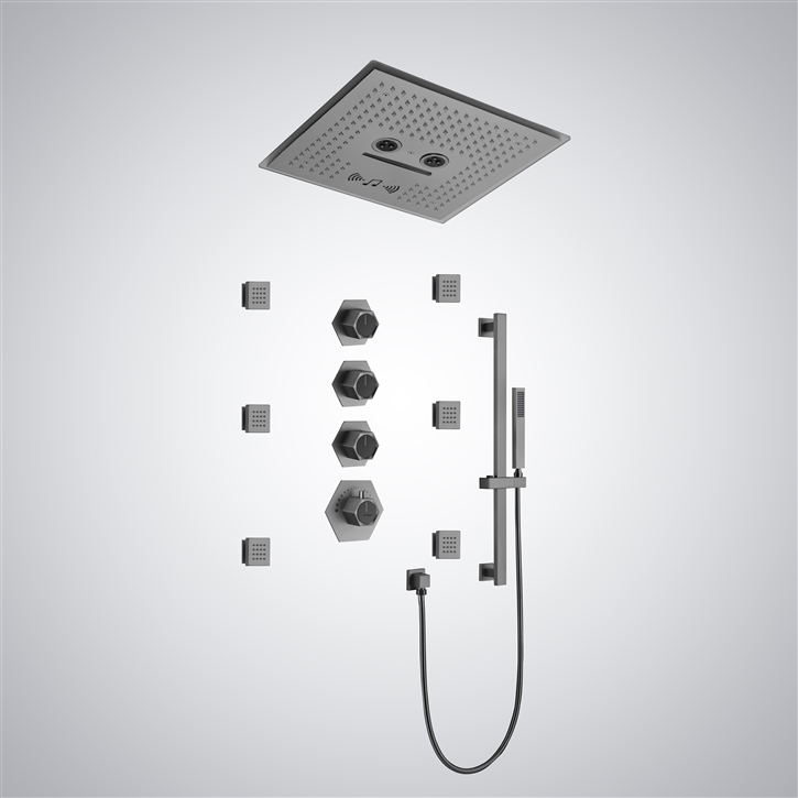 Fontana Iseo 2.5GPM Gun Metal Gray Musical Shower Set