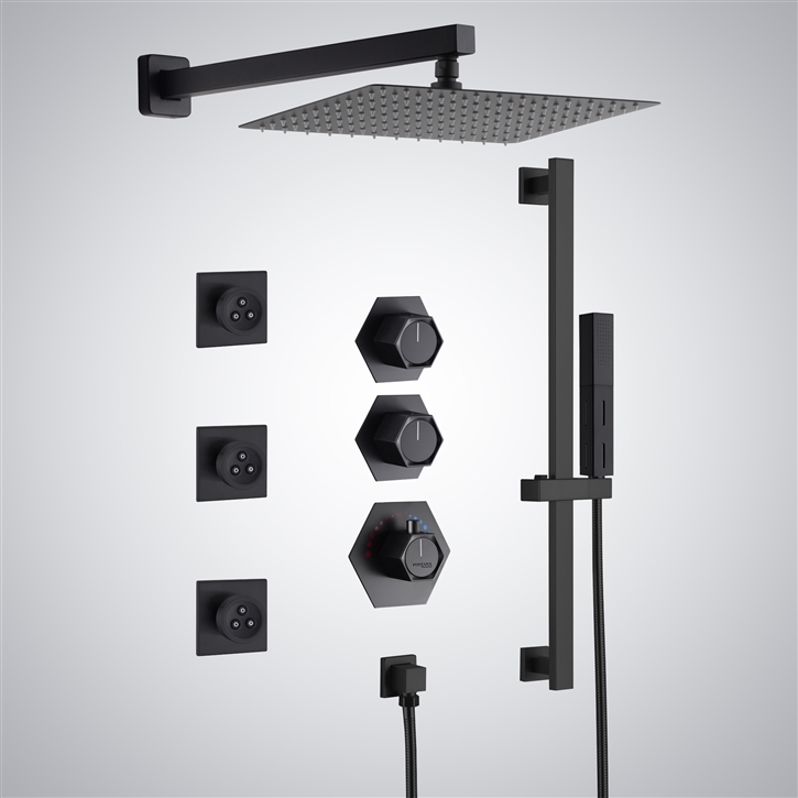 Fontana Cerea Modern Matte Black Finish 2.5GPM Shower Set