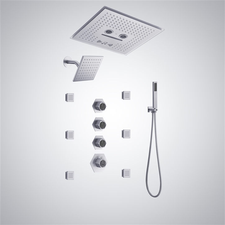 Fontana Arcos Elegant LED & Musical Shower Set in Chrome Finish