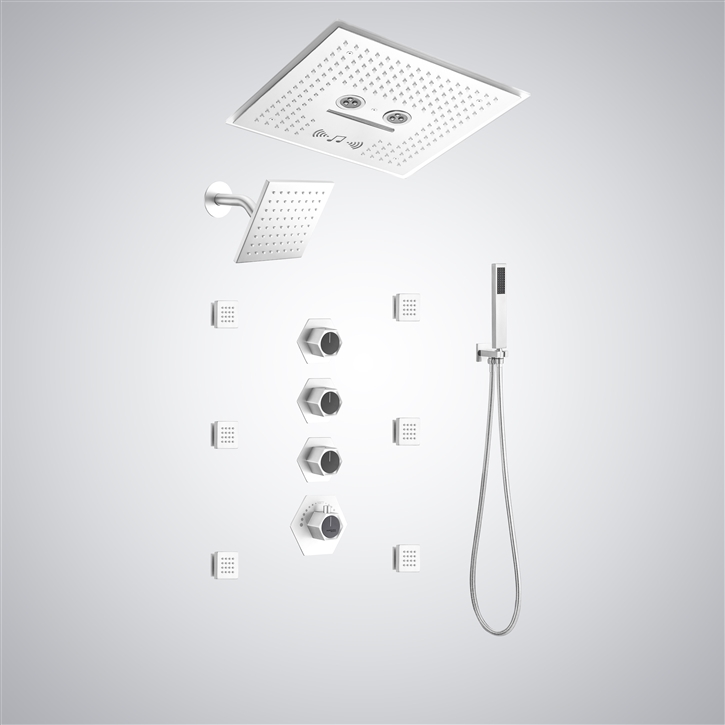 Fontana Arcos 2.5GPM Luxury Musical Shower Set in Matte White Finish