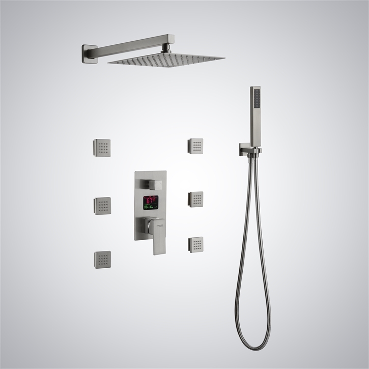 Fontana Hervas Asthetic Digital Shower Set In Brushed Nickel Finish