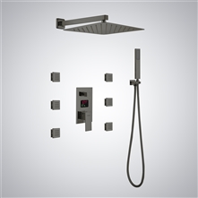 Fontana Hervas Wall Mount Digital Display Shower Set In Gun Metal Grey Finish